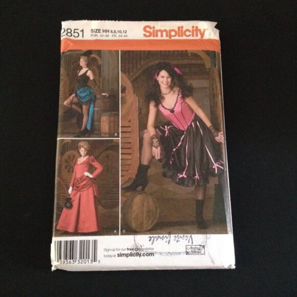 Simplicity Misses Western Saloon Girl Costume Pattern 2851 Sz 6-12 Uncut Cosplay - Picture 2 of 12